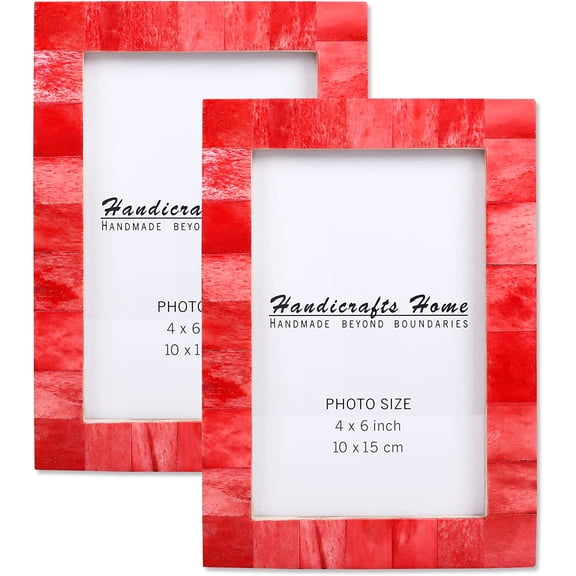 Handicrafts Home Photo Picture Frame - 4" x 6" Red - Handmade Gift - Pack of 2