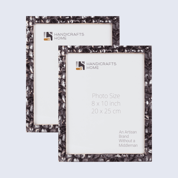 Handicrafts Home 8x10 Picture Frames Pack of 2 – Grey Mother of Pearl Photo Frame, Decorative Frames for Wall & Desk, Boho Chic & Vintage Inspired Home Decor, Unique Handmade Photo Display