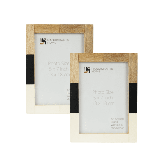 Handicrafts Home Photo Picture Frames 5x7 Mondrian Maple Set of 2 Handmade Gifts