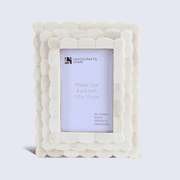 Handicrafts Home Picture Frame Scalloped Pattern Inspired Handmade Bone Inlay Gifts Photo Frame - 4x6 inch White