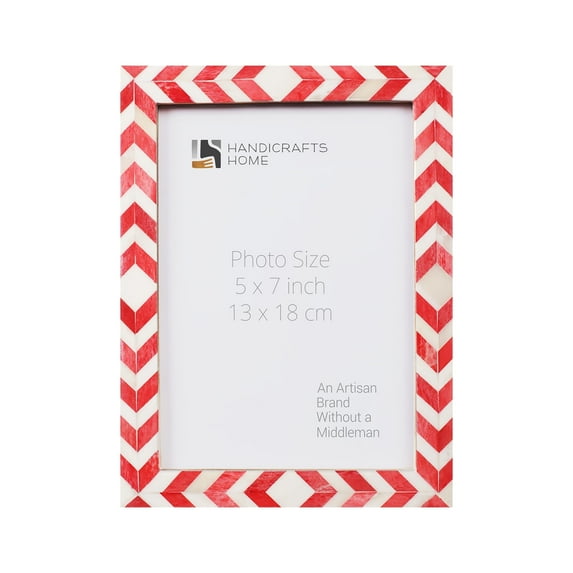 Handicrafts Home Picture Frames - Chic Boho Wall Décor Photo Frame, Red-White 5 x 7