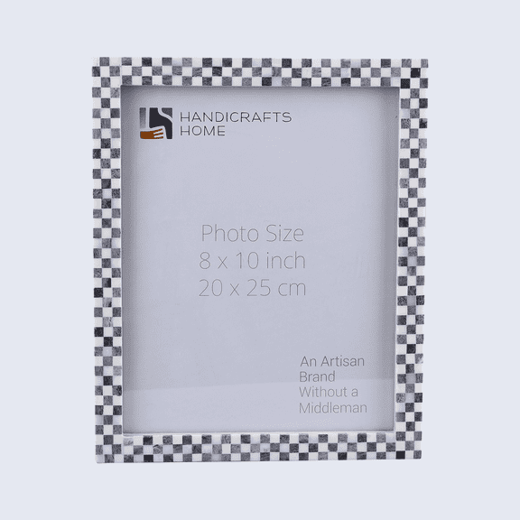 Handicrafts Home 8x10 Picture Frame – Handmade Black & White Checkered Bone Inlay Photo Frame, Thick Picture Frame for Wall Picture Frame or Tabletop Home Wall Decor
