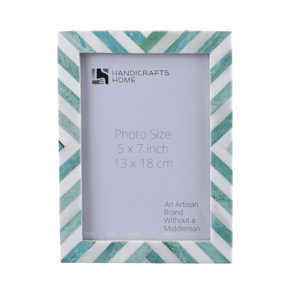 Handicrafts Home 5x7 Chevron Pattern Inspired Picture Frame - Frames for Wall Hanging & Desk Decor, Vintage Decor, Living Room & Office Decor - Picture Frame for Photos, Nursery Decor Gifts, Green