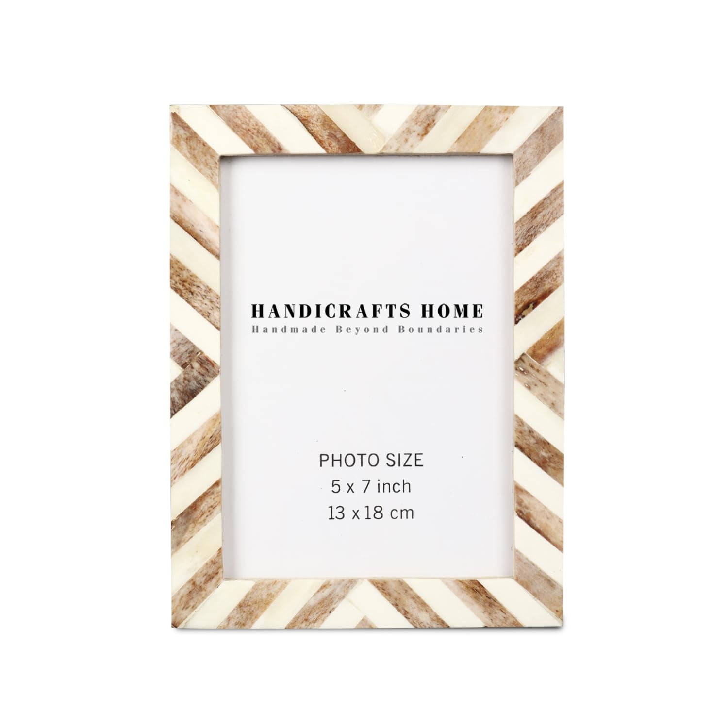 Chevron Herringbone 5x7 Brown Bone Inlay Photo Frame