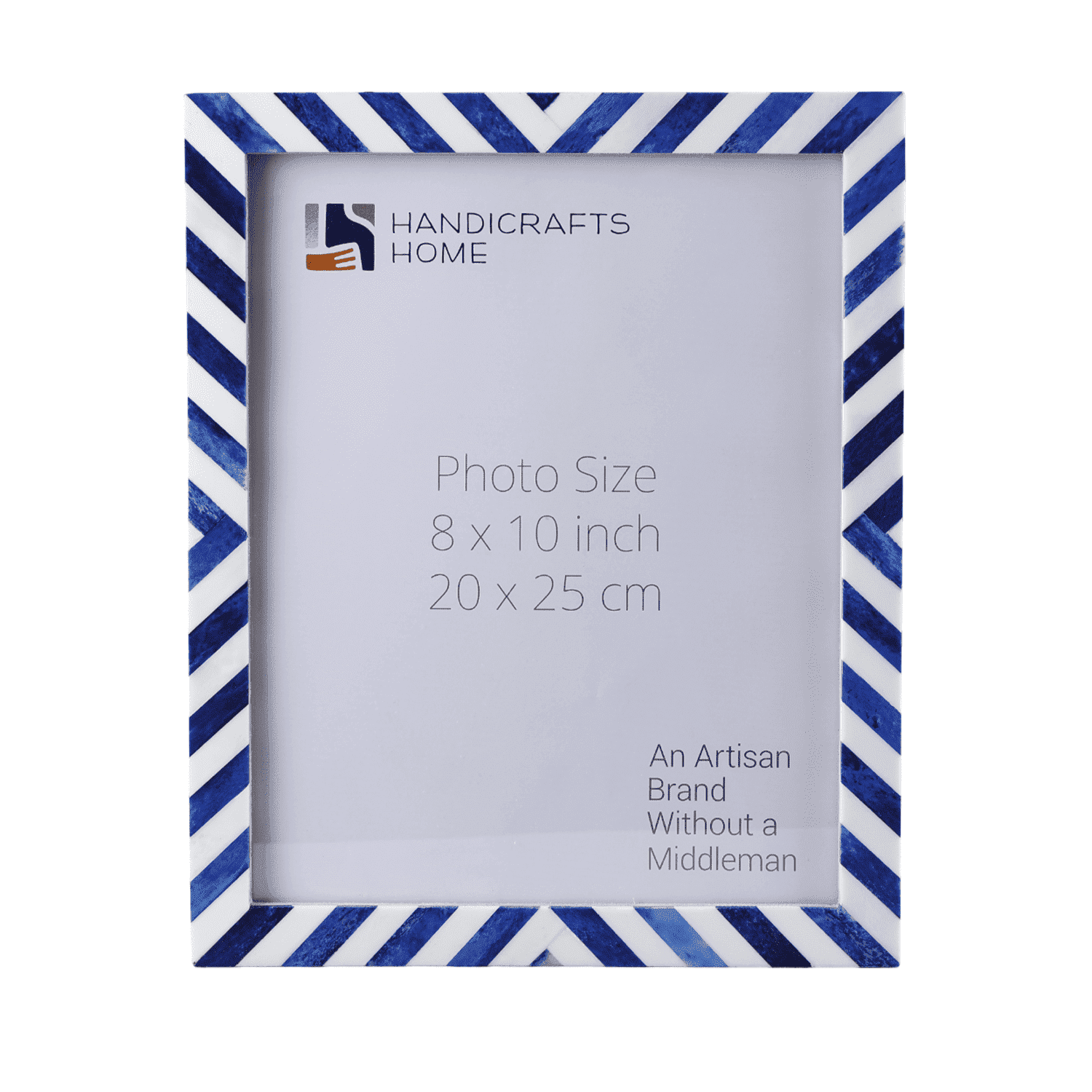 Handicrafts Home 8x10 Picture Frame, Blue Chevron Bone Inlay Photo Frame, Wall or Tabletop Picture Frame for Home Wall Decor