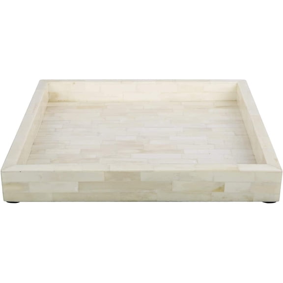 Handicrafts Home White Ideal Ottoman Tray – Multipurpose Bone Inlay Serving Tray or Simply Use as a Decorative Tray Size 12x12 Inches – Christmas Gifts (10x6, White)
