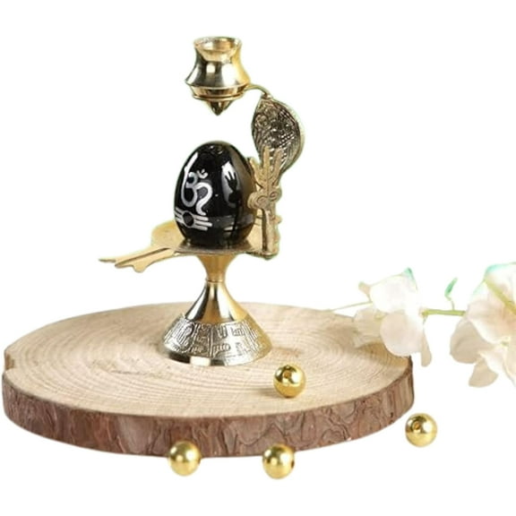 Handicrafts Shivling Idol Brass Sculpture Shivlingam with Trishul and Nag Statue God Figurine Decor Gifts