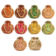 KALVEERA Womens Silk POTLI Clutch Bag, Multicolor, 50-Piece