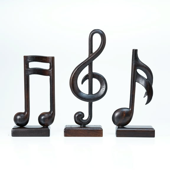 Handicraftviet - Wooden Music Note Sculpture for Home/Desk Decorations, Handmade Music Symbols Gifts for Music Room Decor (Music Note Set 3)