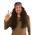 thumbnail image 1 of HandinHandCreations Hippie Wig Costume with Tie Dye Flex HeadBand 60s 70s Hippy Woodstock Festival Gear Brown, 1 of 3