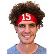 HandinHandCreations Mahomes Headband 15 Football Costume Red Color Party Wig