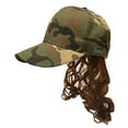thumbnail image 1 of HandinHandCreations Mullet Camo Hat with Attached Brown Hair Wig for an USA All American Camouflage Country Costume Quality Wig, 1 of 3