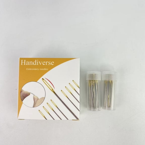 Handiverse Embroidery needles,Cross Stitch Needles Golden Color Large Eyes Cross Stitch DIY Embroidery Hand Needles Sewing Needles in Transparent Box