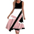 thumbnail image 1 of Handkerchief Hem Sundresses for Women 2024 Summer Casual Colorblock Loose Sleeveless Beach Tank Dress with Pockets, 1 of 6