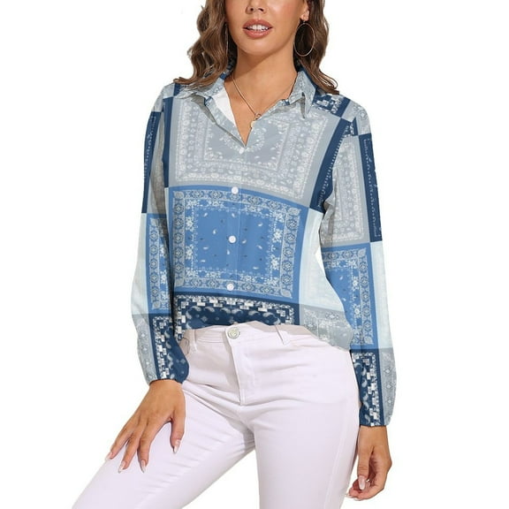 Handkerchief Paisley Design Long Sleeve Blouse Woman Streetwear Casual Shirts Summer Oversize Woman Streetwear Clothing Birthday Present