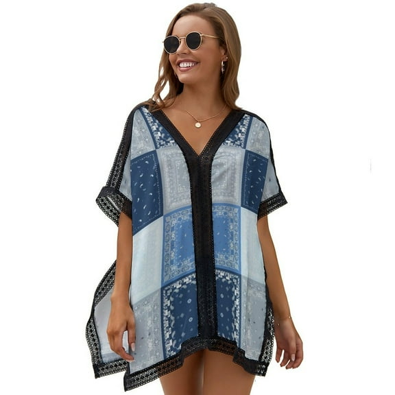 Handkerchief Paisley Design Women's Swimsuit Coverup Summer Beach Cover Up Bathing Suit Dress