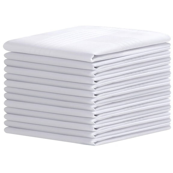 Handkerchiefs for Men,100% Soft Cotton Hankerchief Machine Wash White Pocket Square for Suit - 15'' x 15'' Mens Hankie