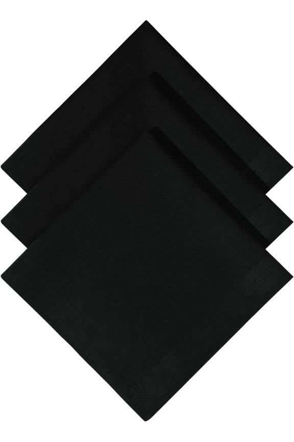 Handkerchiefs for Men Soft , Black Jacquard Men's Hankies, 3/6/9Pcs, 17 x 17 Inches