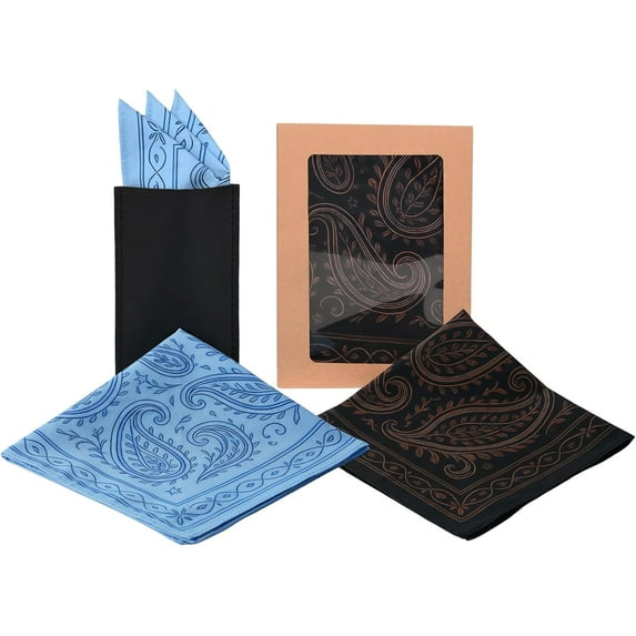 Handkerchiefs for Men, Soft Cotton Pocket Squares for Men with Holder, 12 x12 Inch