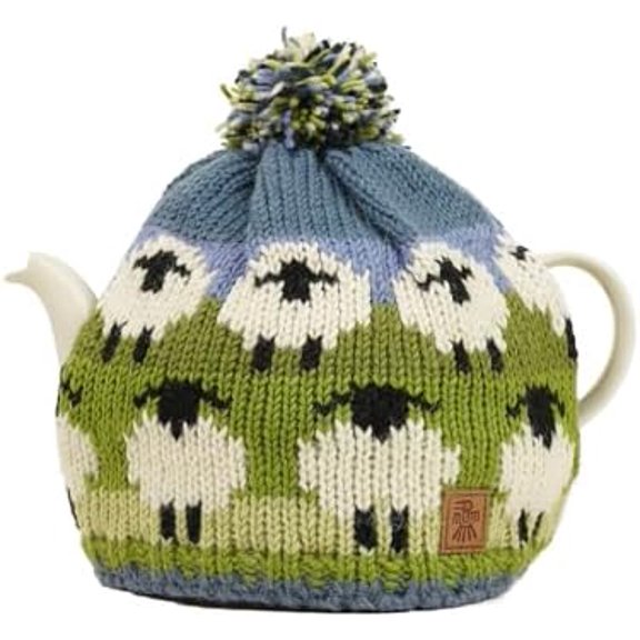 Handknitted Medium 4-6 Cup 1.2L Wool Tea Cosy/Teapot Cover - Sheep Pattern Insulated Handmade Fair Trade Multicoloured$$Home Decor, Kitchen, & Other