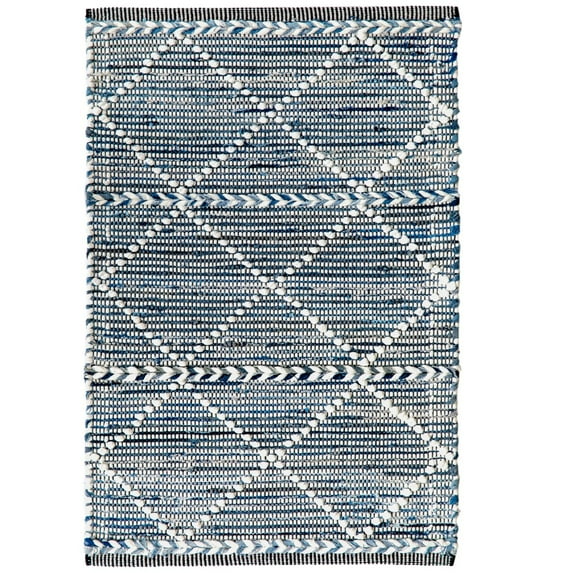 Handknotted Denim Textured Cotton Polyester Flatweave Kilim Rug