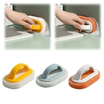 Handle Bath Tub Scrubber - Non-Scratch Bathroom Cleaning Pad with Long Handle, Soap Scum Remover for Shower Tiles, Grout, Sink, Pool Steps & Corners, Heavy Duty Scouring Sponge for Deep Cleaning