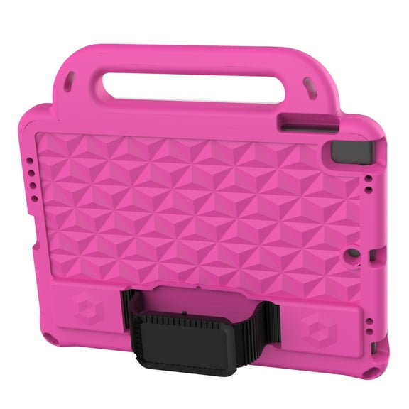 Handle Case for Apple iPad 9.7-inch (6th/5th Generation) /iPad Air 9.7" /iPad Air 2 9.7" /iPad Pro A1673 9.7 Inch, Shockproof Protective Silicone Case Cover with Adjustable Shoulder Strap (Rose)