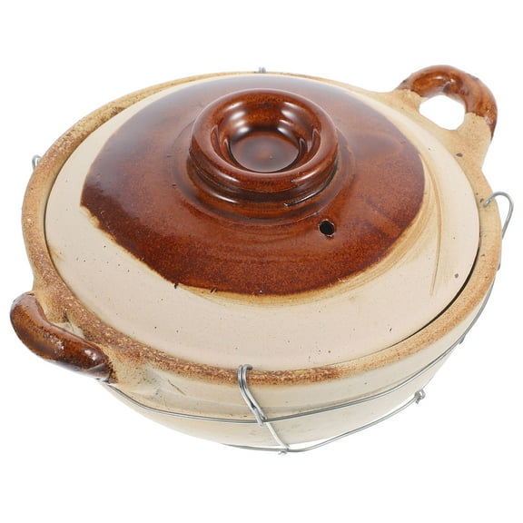 LABSERRON Chinese Ceramic Cooking Pot Casserole Light Yellow Pottery Clay 1Pack