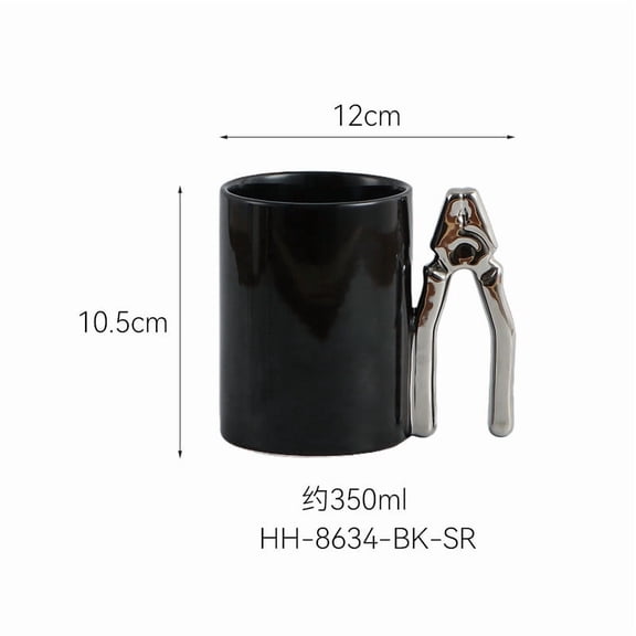 Silver Ceramic Mug With Fun Shape Silver Electroplated Handle Coffee Tea Cup For Home Office Kitchen Gift Giving Heat Resistant Drinkware