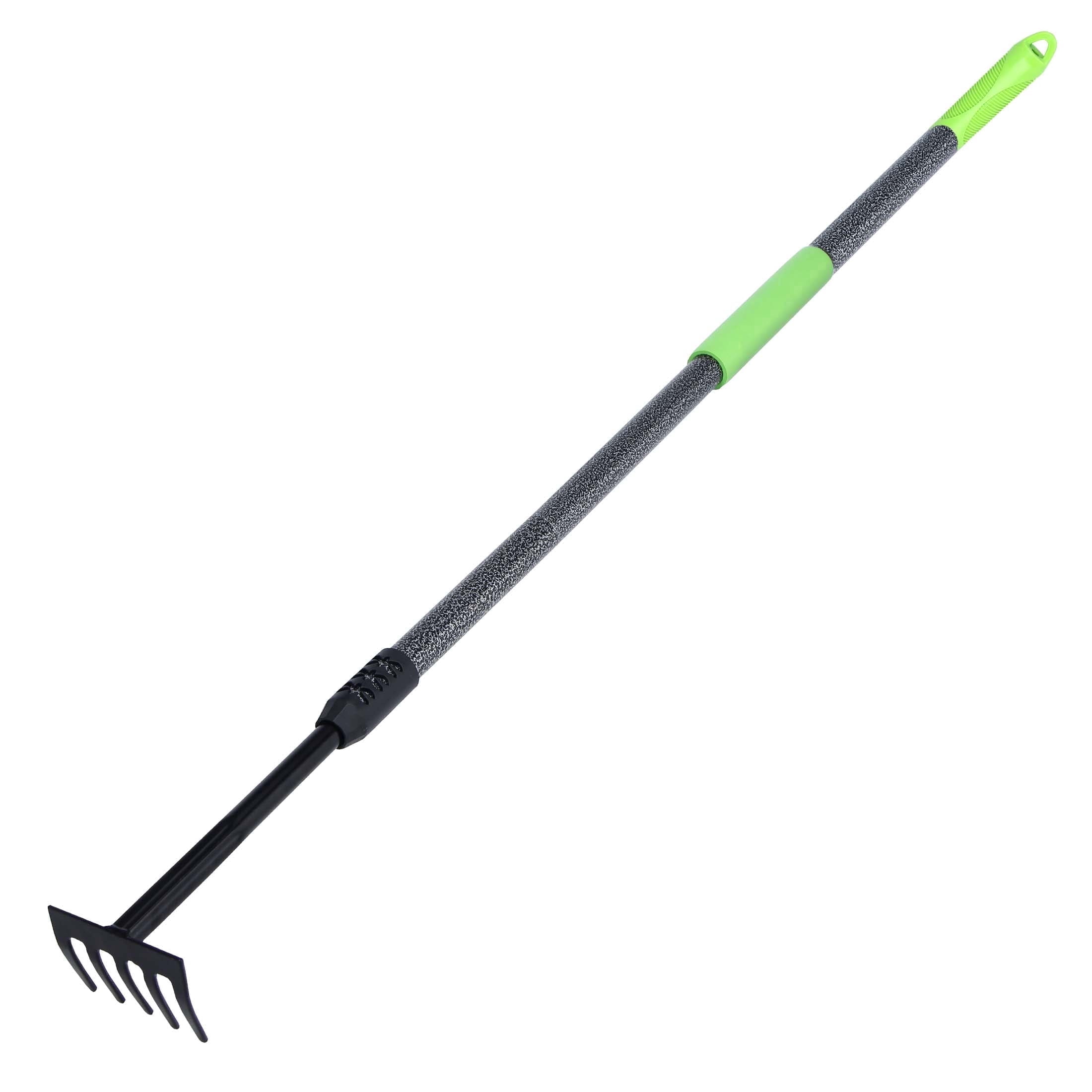 YARTTING Garden Hand Rake, Small Hand Cultivator with Adjustable Handle, Hand Weeder Tool for Weeding, Digging,Aerating, Loosening Soil