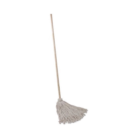 Handle/Deck Mops, #24 White Cotton Head, 54" Natural Wood Handle, 6/Pack | Bundle of 2