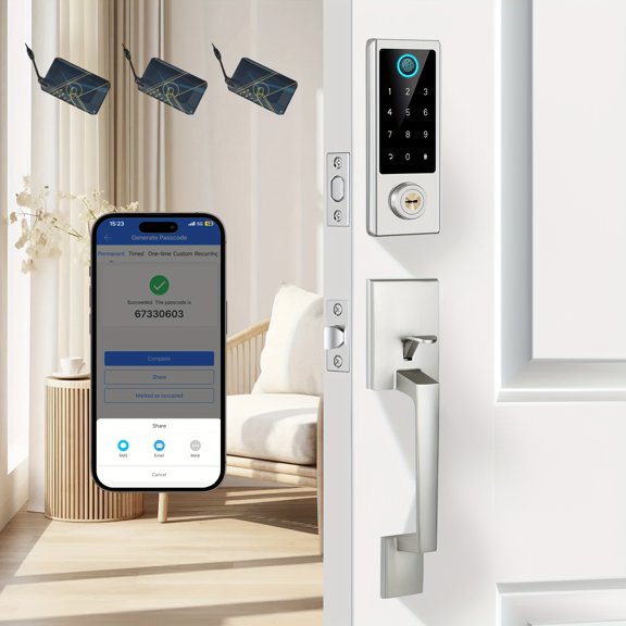 Handle Fingerprint Deadbolt Smart Door Lock, Digital Keypad Keyless Entry Lock, Easy Install Front Door Security Lock, Ideal Housewarming Gift