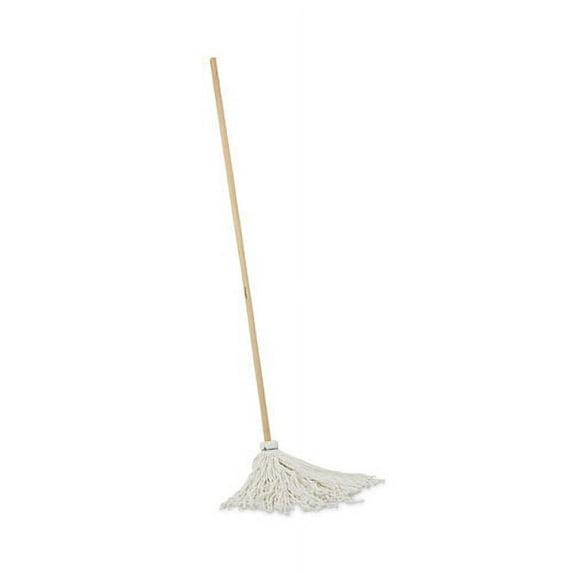 Handle/deck Mops, 16 Oz White Rayon Head, 48" Oak Wood Handle | Bundle of 5 Cartons