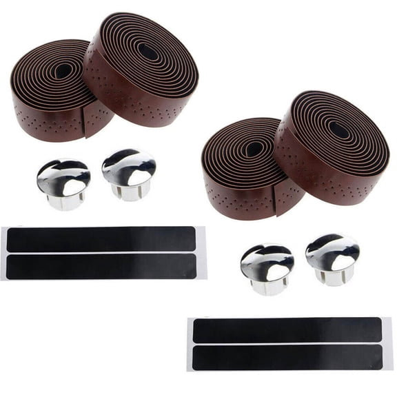 Handlebar Bicycle Cycling Road Bike PU Leather Handle Bar Grip Wrap Tape 4Pack