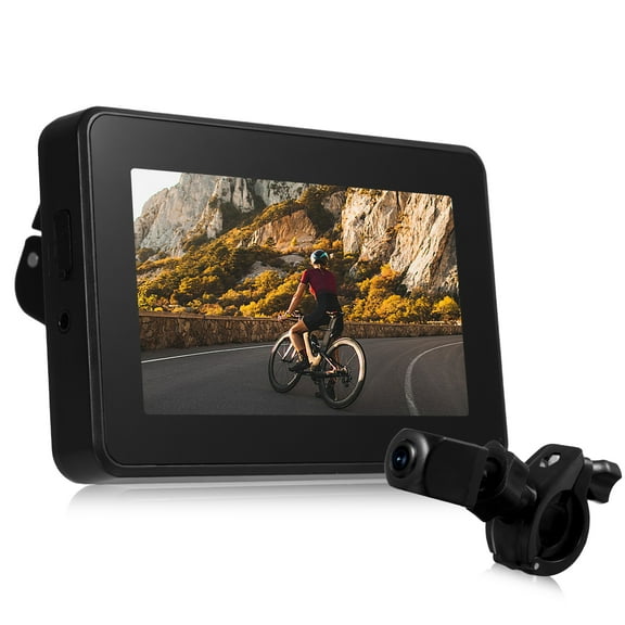 Handlebar Bike Mirror, 1080P Rechargeable Bicycle Rear View Camera with 4.3'' Monitor Night Vision 150 Wide Angle View 360Rotatable Bracket, Compatible with Mountain Bicycle, Road Bike