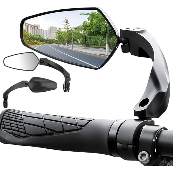 Handlebar Bike Mirror,2 Pack HD Wide Angle Safe Rearview Bicycle Mirrors,360° Adjustable Rear View Mirrors Anti-Glare Shatterproof Glass Lens,Compatible with E-bikes,Mountain Road Bikes (Circular)