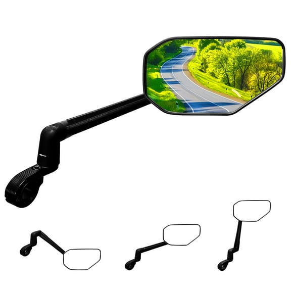 Homieway Bicycle Mirror,Adjustable Bike Mirrors,New Folding Bike Rear Viewmirror, 360°rotatable Large E-scooter Mirror for E-bike Handlebar Right (22,2-25,4mm)