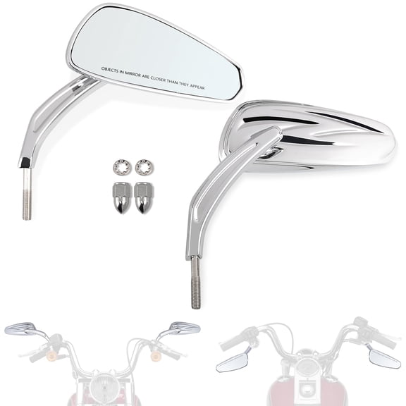 Handlebar Mount Mirrors, Motorcycle Rearview mirrors for 1982-2025 Harley Models, for CVO Dyna Touring Electra Glide Road Glide Road King Softail Street Glide Sportster 1200 883, Gloss Black