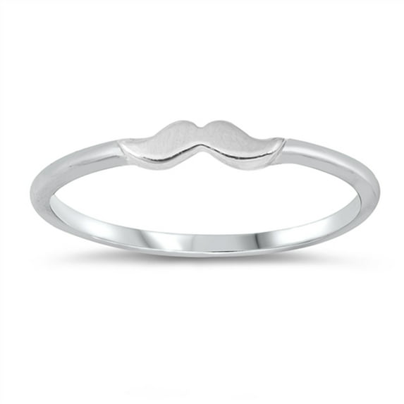 Handlebar Mustache Wholesale Ring .925 Solid Sterling Silver Band Jewelry Female Male Unisex Size 4