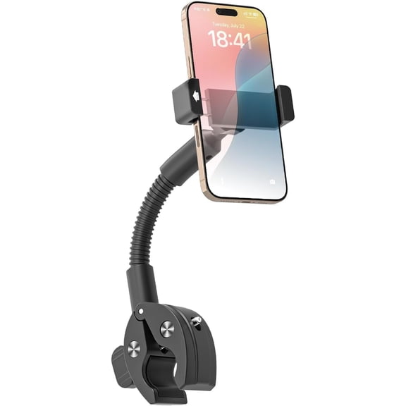 Handlebar Phone Holder with 360 Adjustable Gooseneck Arm, Quick-Set Wheelchair Phone Mount for Bicycle/Treadmill/Stroller, Fit iPhone 16 Pro Max/15/14/13/12 and Other 4.7-7" Devices