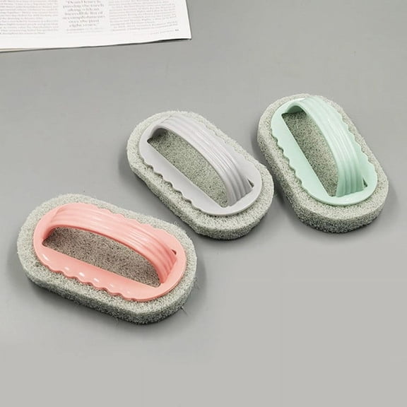 Handled Bath Scrubber, Bathroom Scouring Pad, Heavy Duty Cleaning Sponge Scrub Brush, Non-Scratch Remove Soap Scum, for Cleaning Shower Tile Bathtube Sink Spas Hot Tubs, Swimming Pool Step & Corner