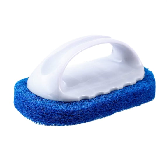 Handled Bath Shower Scrubber, Non-Scratch Bathroom Scrubbing Pads, Heavy Duty Cleaning Sponge Brush, Bathtub Scrubber with Handle, Reusable Cleaning Sponge for Kitchen Bathtub Toilet