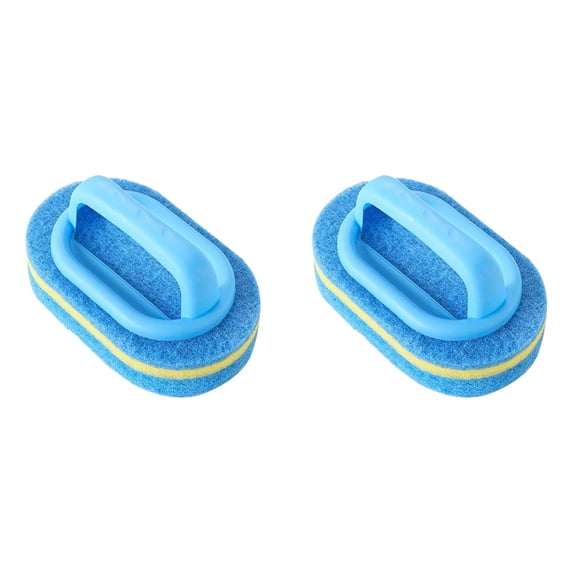 Handled Bathtub Scrubber, All Purpose Shower Sponge Scrub Brush with Handle, Heavy Duty Cleaning Sponge for Bathroom Kitchen Tiles Toilets Pool Steps