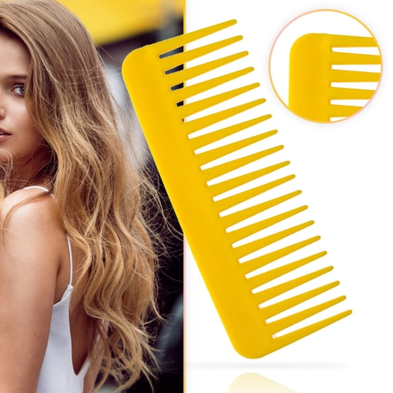 Handleless Wide Tooth Hair Comb 2 Pack, No Handle Plastic Detangling Shampoo Comb for Curly Thick Long Hair, Wet Dry Hair Styling Comb for Women Girls