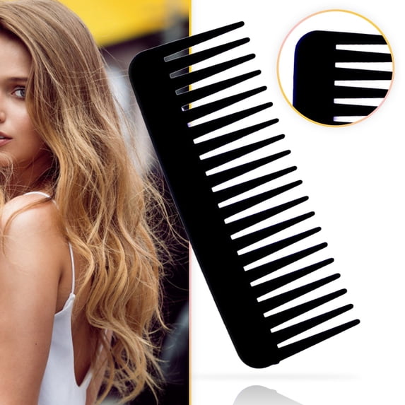 Handleless Wide Tooth Hair Comb 2 Pack, No Handle Plastic Detangling Shampoo Comb for Curly Thick Long Hair, Wet Dry Hair Styling Comb for Women Girls