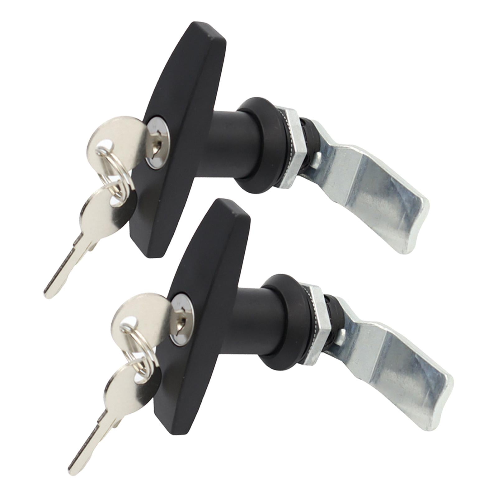 Handles Lock with Keys Garage Door Distribution Cabinet Trailer 2Pcs Black