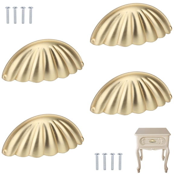 Handles Vintage Semi Circle Cabinet Knobs for Furniture Kitchen Cupboard Dresser Drawer Door Decorative Knob Double Hole Drawer Pulls 4 Pcs (Bronze)