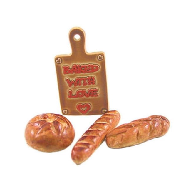 Handley House CAR0898 Bread with Wooden Board for Dollhouse Miniature