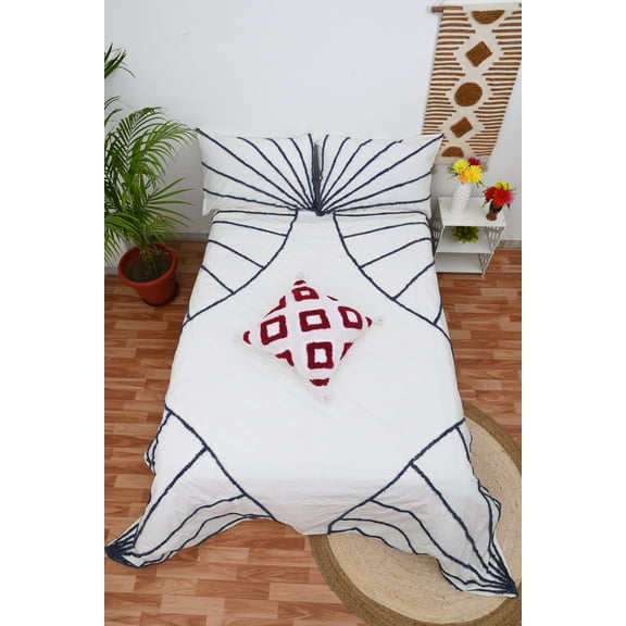 HandloomBazzar Blue Sunrise Cotton Duvet Cover Bedding Set with Zip Closure and Corner Ties - Luxurious Comforter Cover Set for Home Décor, Over Size 120" x 120" Inches