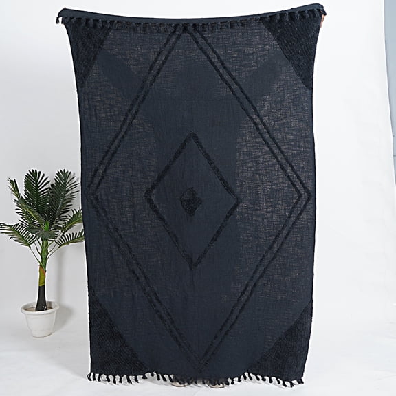 HandloomBazzar Hand Block Printed Mud Cloth Bed Throw Blanket Boho Sofa Couch Cover, Ethnic Tribal Design, Decorative Blanket for Living Room Bedroom